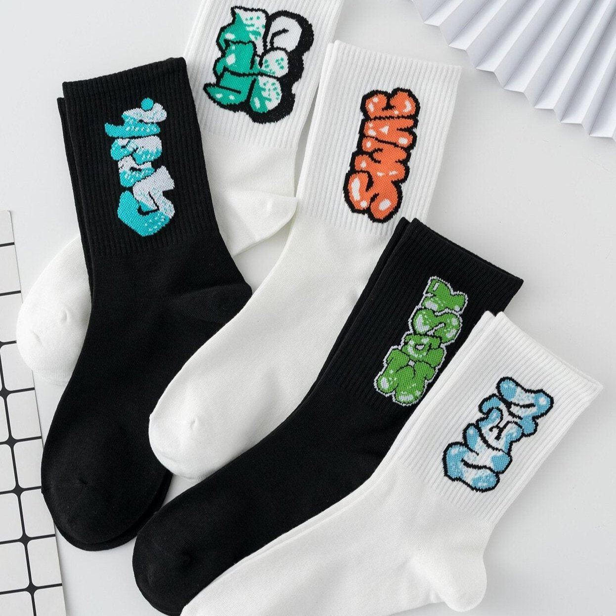 Trendy Words Written Sock (Pack of 10)