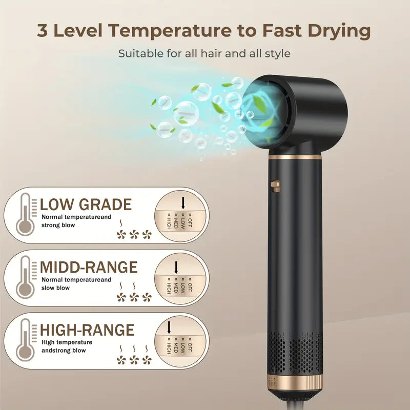 5-in-1 Hair Styling Kit: Powerful Blow Dryer, Detachable Brush, Nozzle & Air Curler - Versatile Hot Air Brush Set for All Hair Types, Includes Gloves, Hair Straightener, Oval Brush, Diffuser