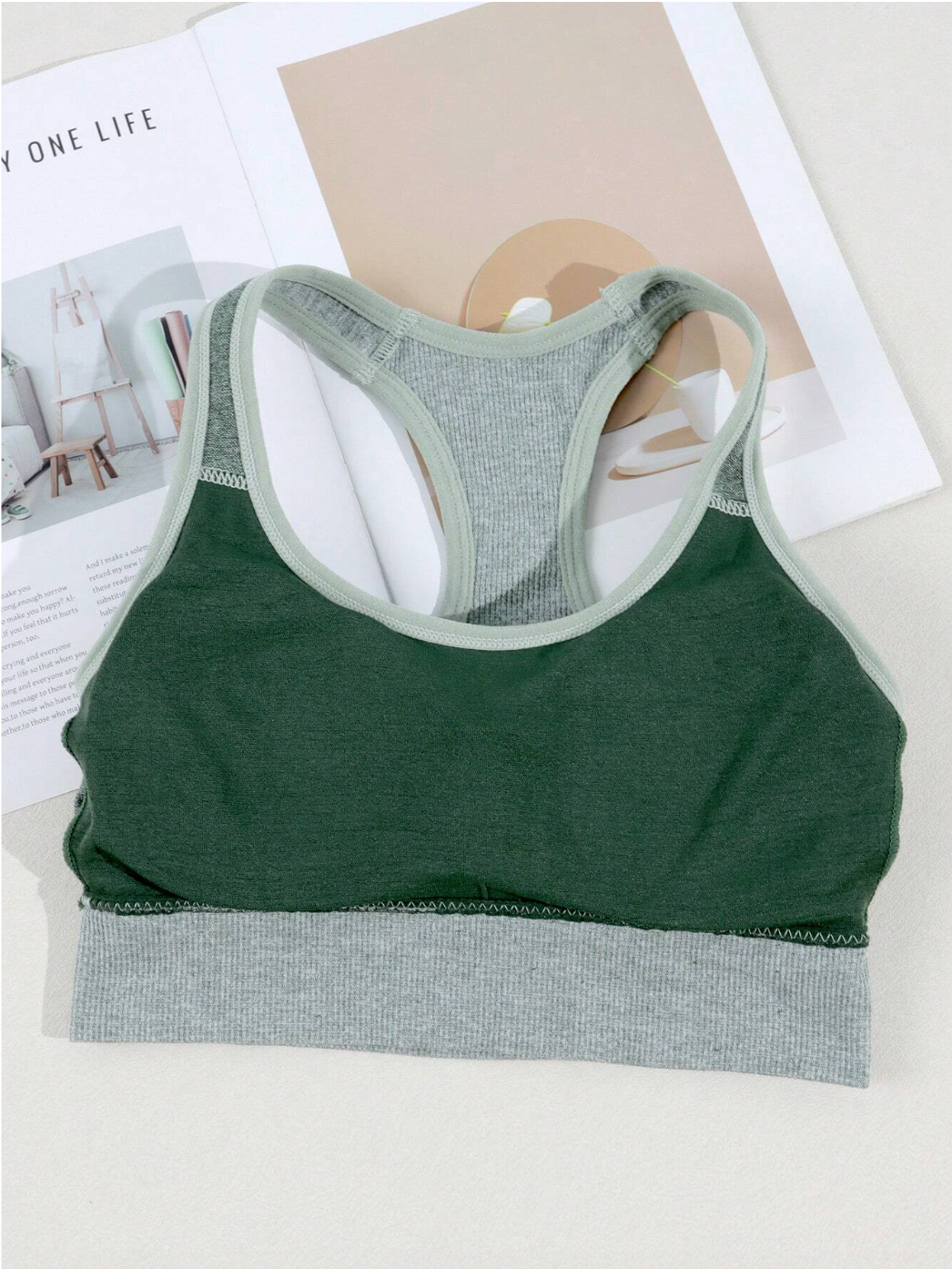 5pcs/Set Seamless Sports Tank Tops, Comfortable Solid Color Bras For Women