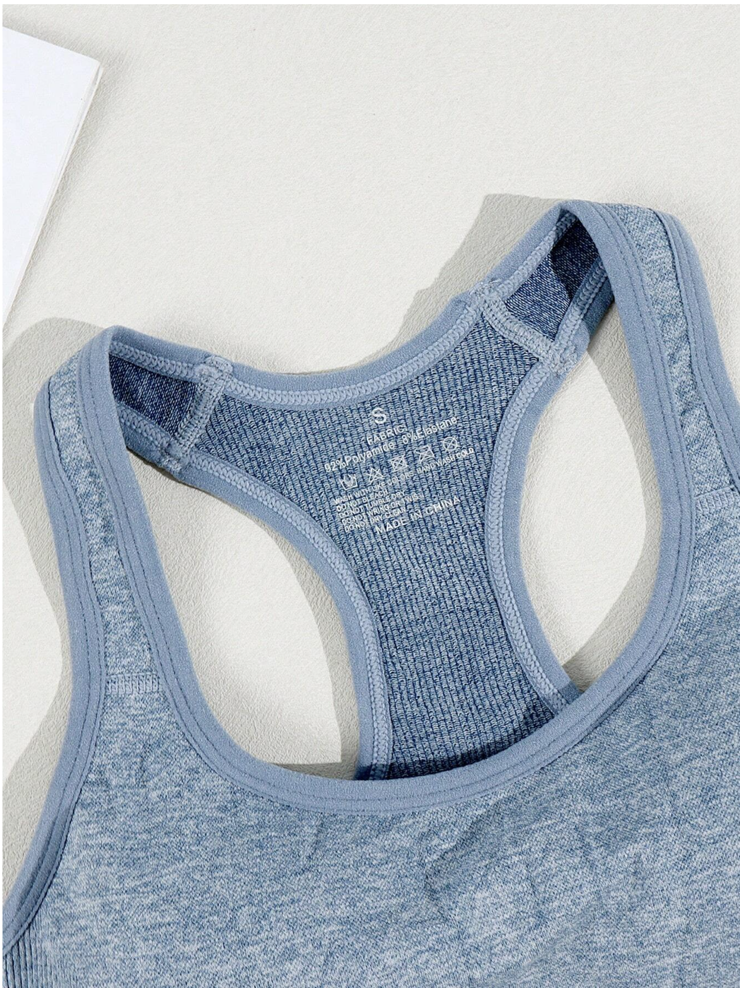 5pcs/Set Seamless Sports Tank Tops, Comfortable Solid Color Bras For Women