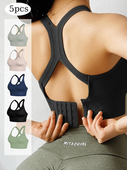 5PCS Bras For Women Underwear Sexy Lingerie Sports Vest Bras With Pad Bra Seamless Push Up Tops Bralette Brassiere Wireless Sports Vest Tops Lingerie Yoga Base
