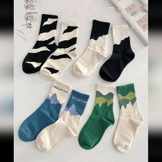 Mountain Themed Design Ankel Length Socks (Pack of 10-Pairs)